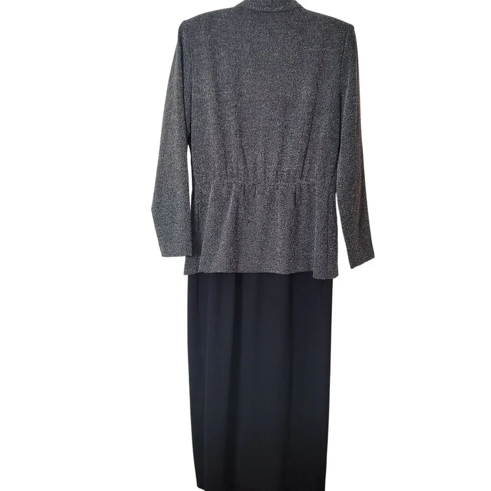 Julian Taylor Womens Two-Piece Suit Dress Size 14 Gray & Black Polyester Blend - Picture 4 of 14